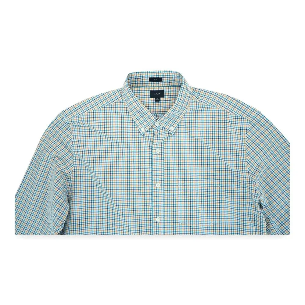 J Crew Dress Shirt Slim Fit Casual Plaid Button Up Long Sleeve Mens‎ Sz XL